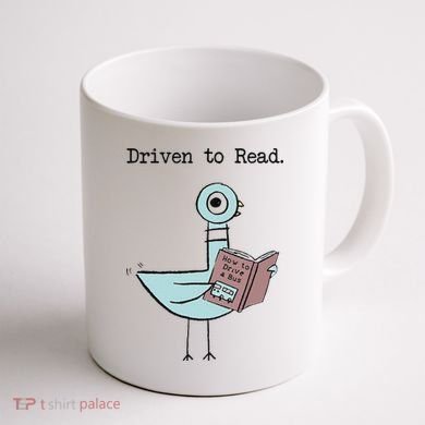 Funny Driven To Read Pigeon Library Reading Books Reader Funny Coffee Mug back