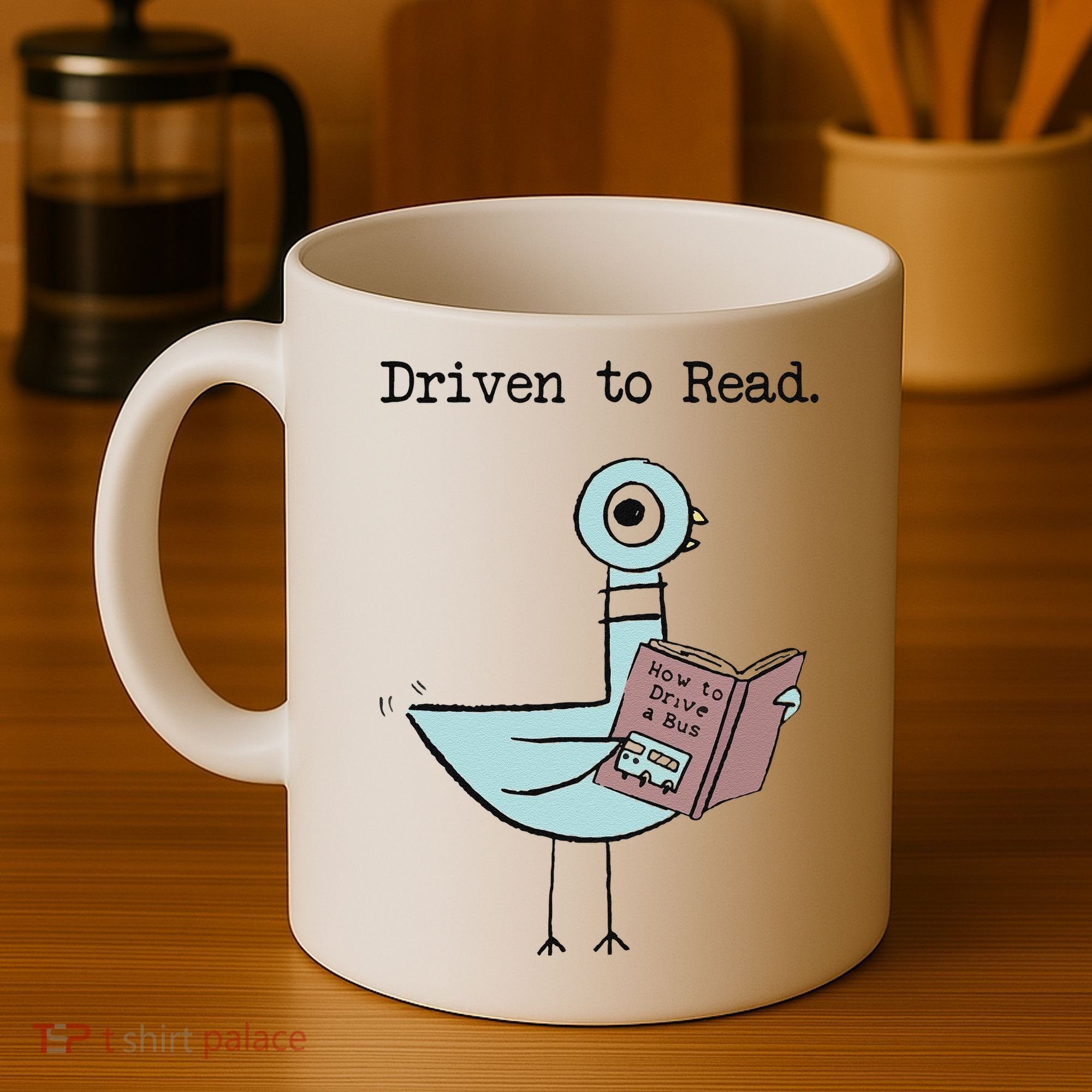 Funny Driven To Read Pigeon Library Reading Books Reader Funny Coffee Mug