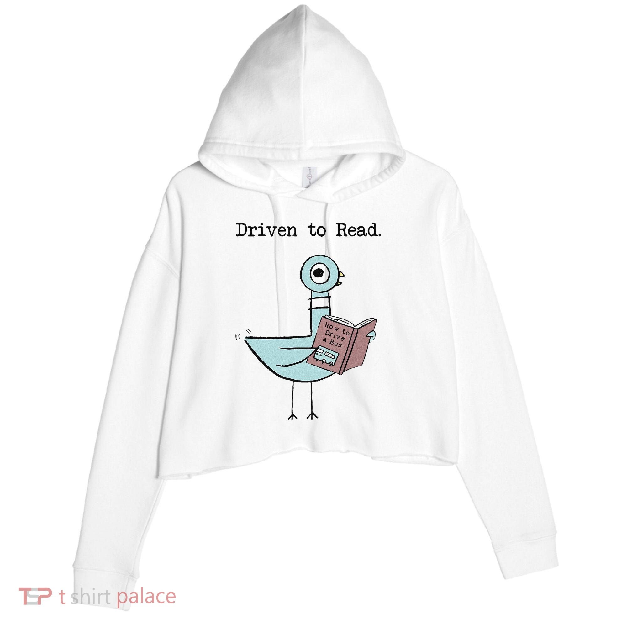 Funny Driven To Read Pigeon Library Reading Books Reader Funny Crop Fleece Hoodie