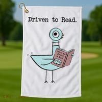 Funny Driven To Read Pigeon Library Reading Books Reader Funny Golf Towel thumb 1