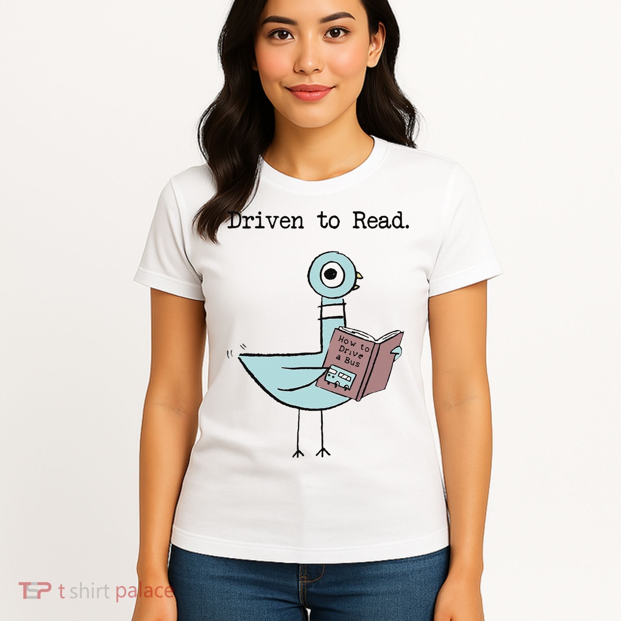 Funny Driven To Read Pigeon Library Reading Books Reader Funny Women's T-Shirt
