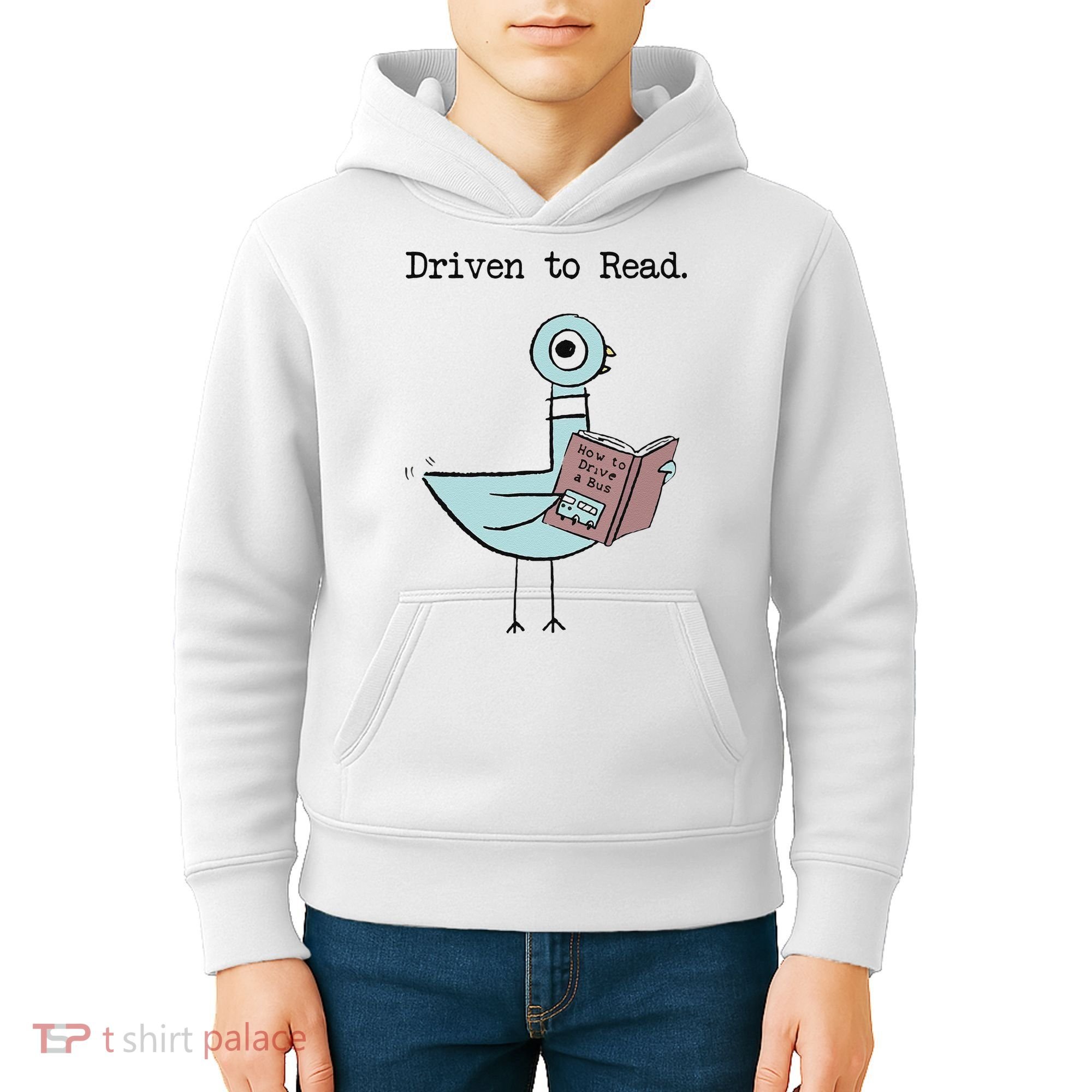 Funny Driven To Read Pigeon Library Reading Books Reader Funny Kids Hoodie