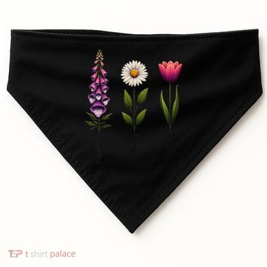 Foxglove Daisy Tulip Floral USA-Made Doggie Bandana