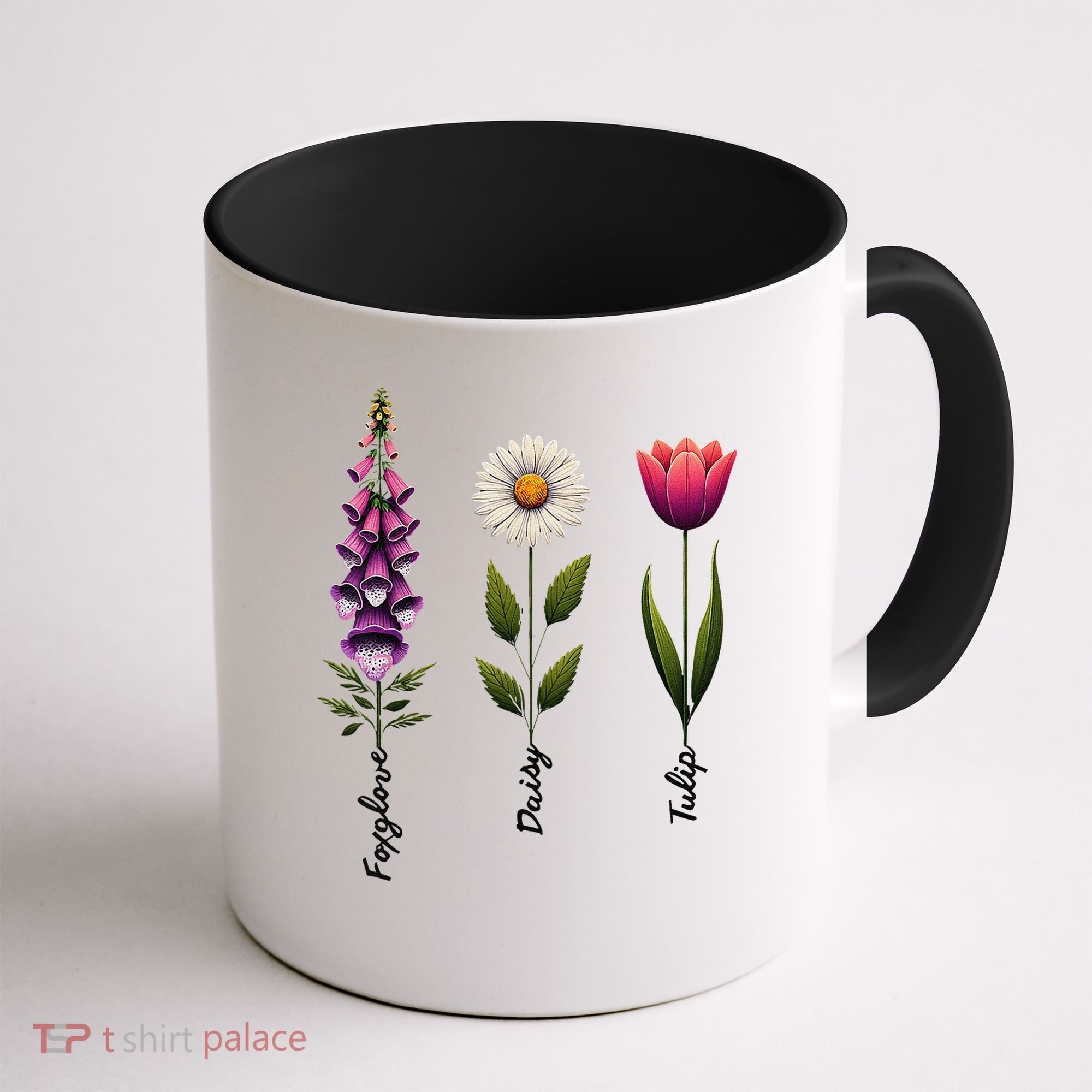 Foxglove Daisy Tulip Floral Coffee Mug