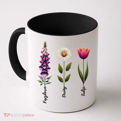 Foxglove Daisy Tulip Floral Coffee Mug