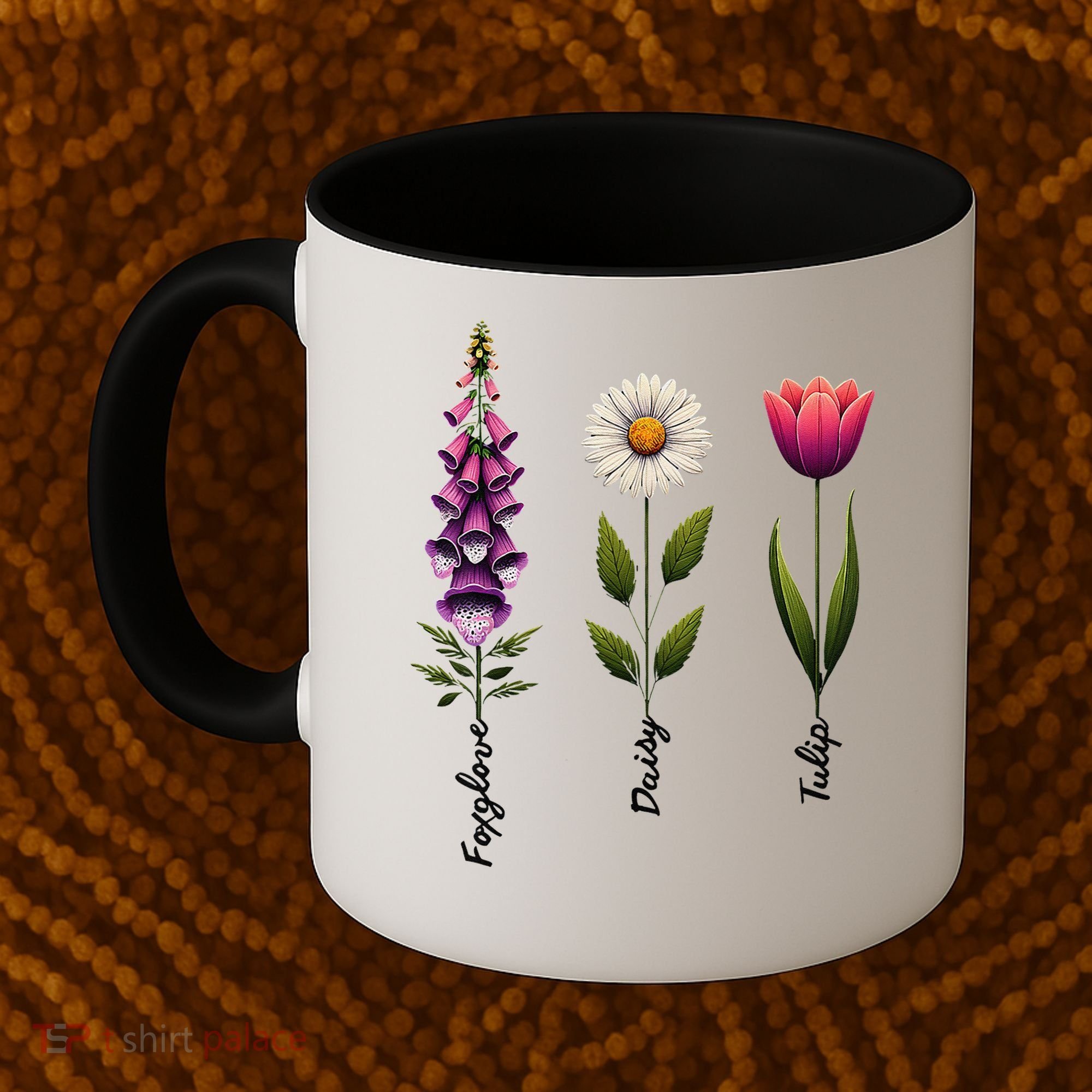 Foxglove Daisy Tulip Floral Coffee Mug