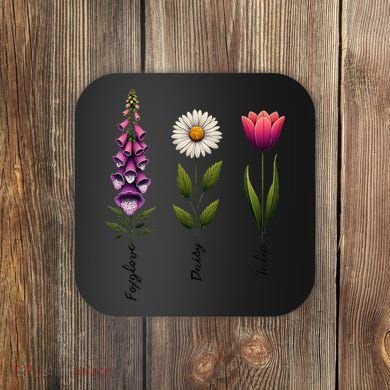 Foxglove Daisy Tulip Floral Coaster