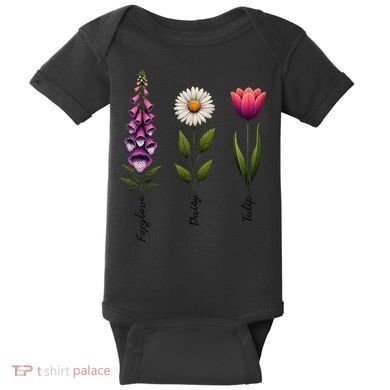 Foxglove Daisy Tulip Floral Baby Bodysuit