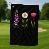Foxglove Daisy Tulip Floral Golf Towel thumb 1