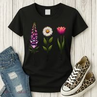 Foxglove Daisy Tulip Floral Women's T-Shirt thumb 3