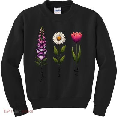 Foxglove Daisy Tulip Floral Kids Sweatshirt