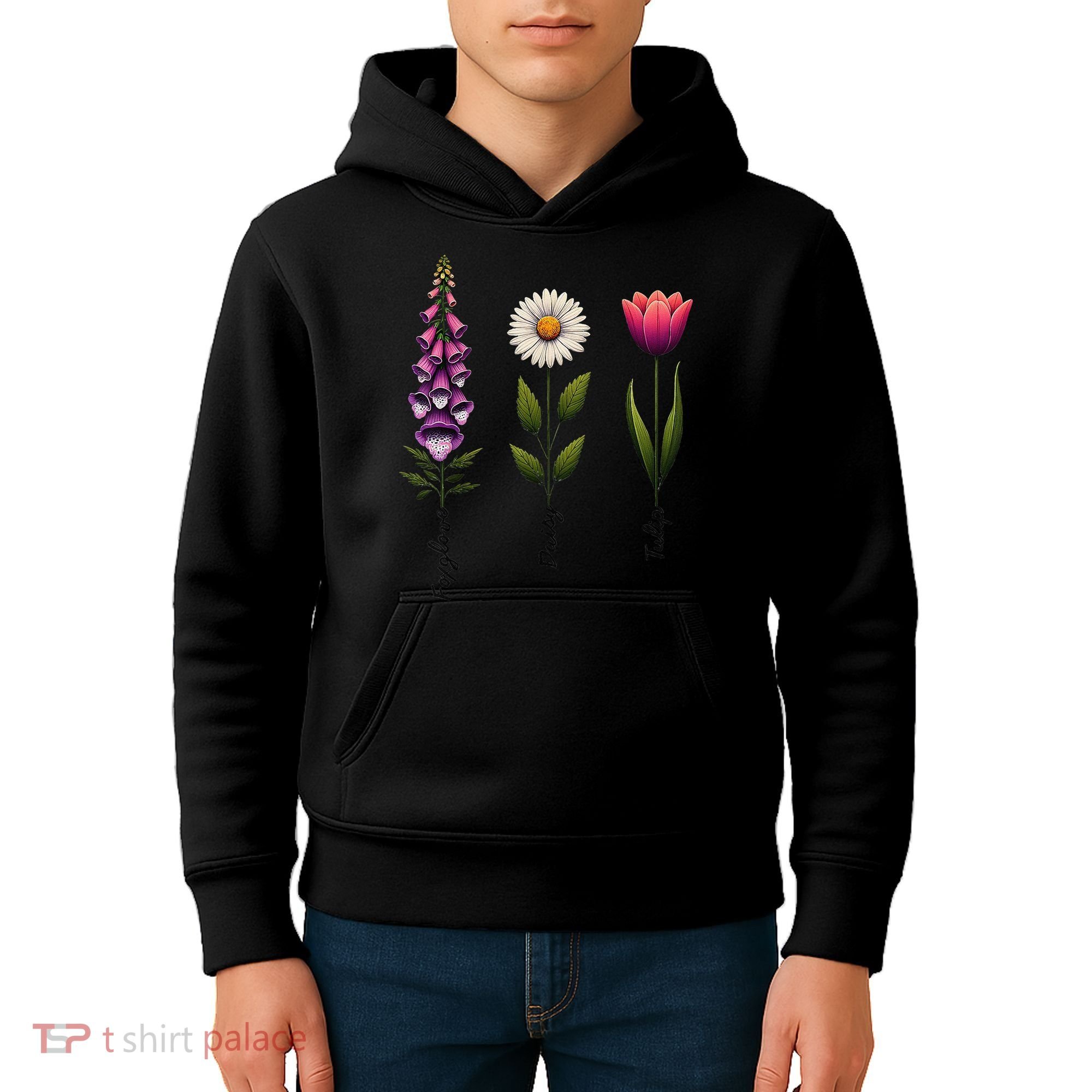 Foxglove Daisy Tulip Floral Kids Hoodie
