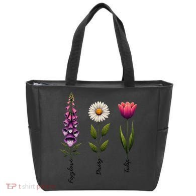 Foxglove Daisy Tulip Floral Tote Bag