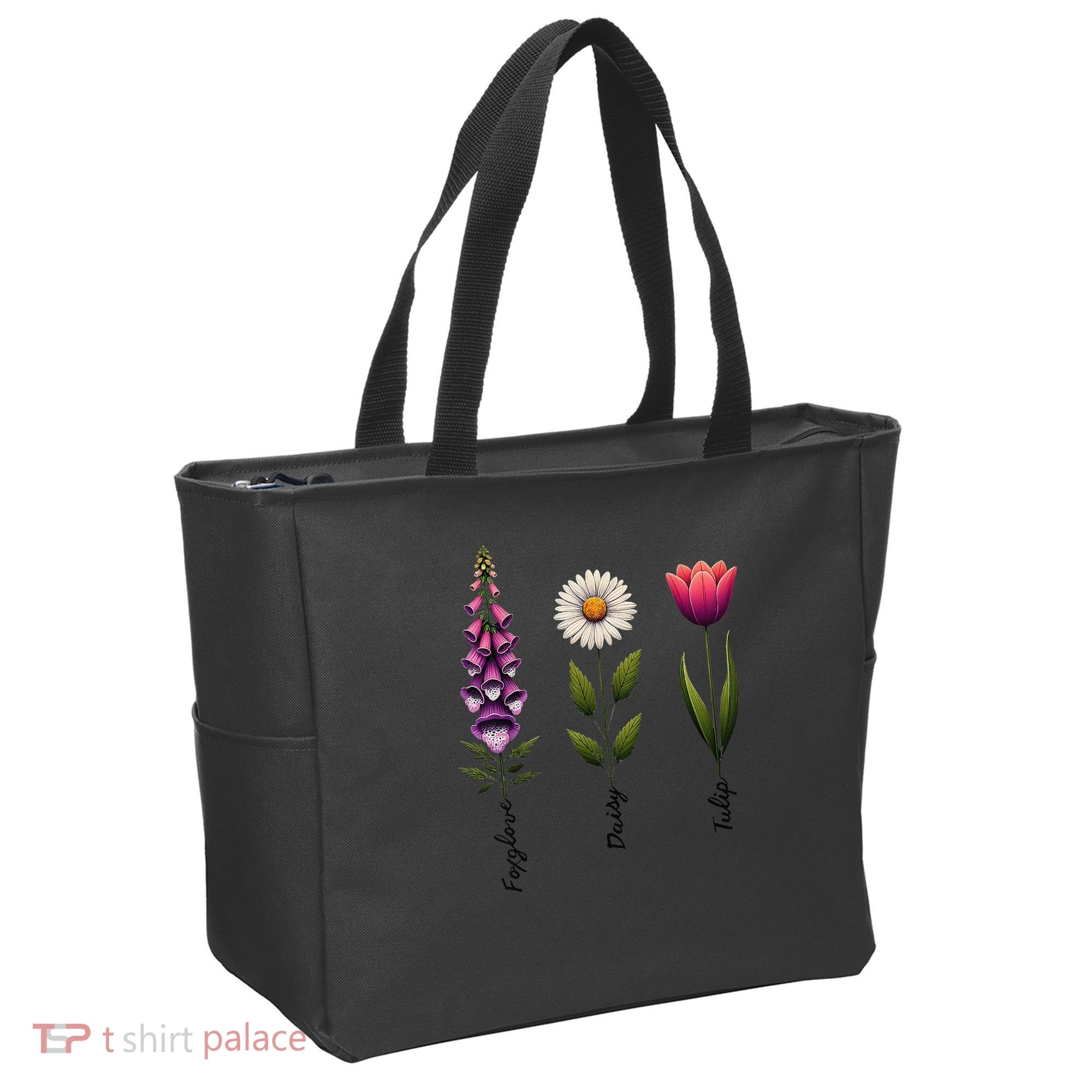 Foxglove Daisy Tulip Floral Tote Bag