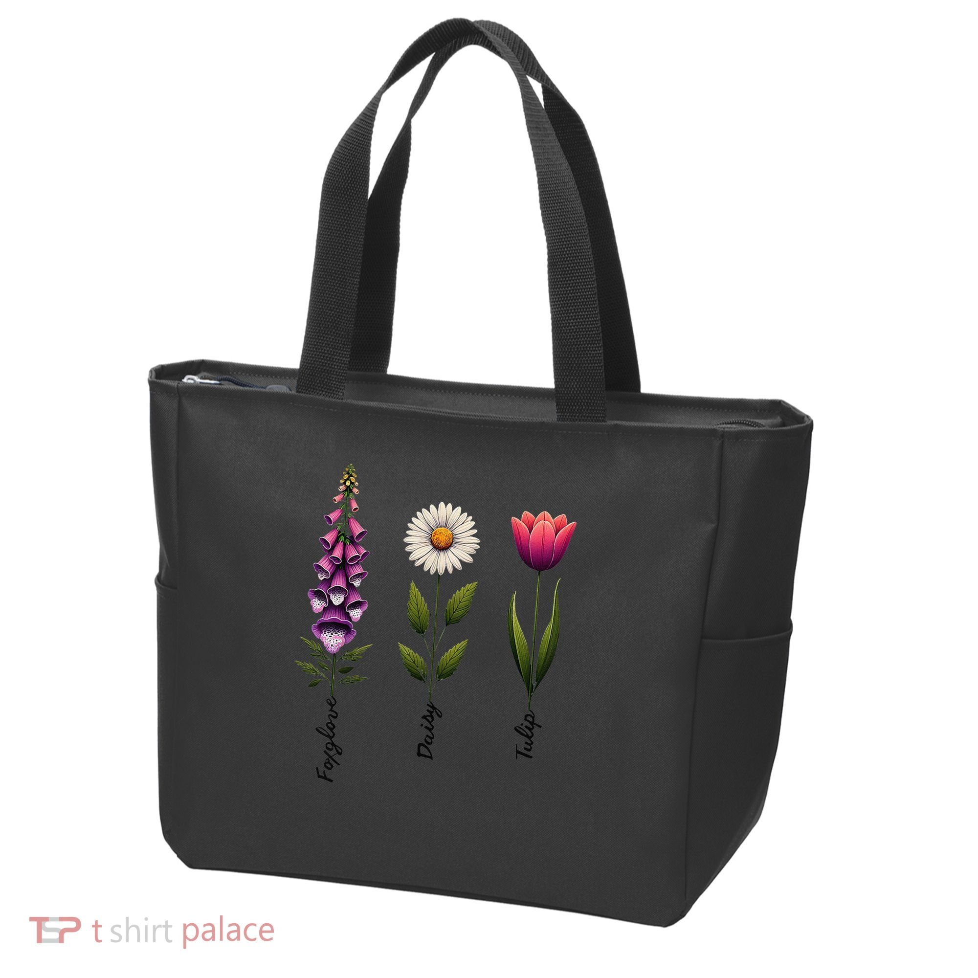 Foxglove Daisy Tulip Floral Tote Bag