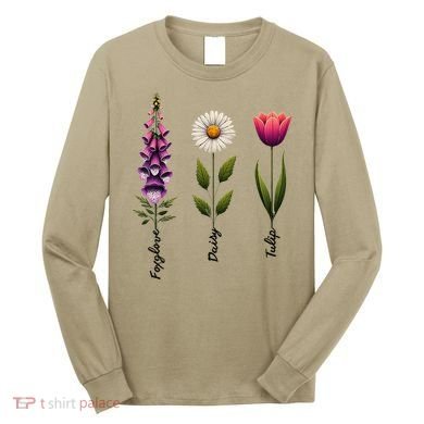 Foxglove Daisy Tulip Floral Long Sleeve Shirt