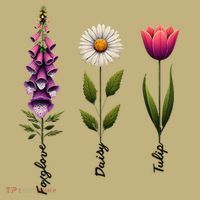 Foxglove Daisy Tulip Floral Kids T-Shirt thumb 2