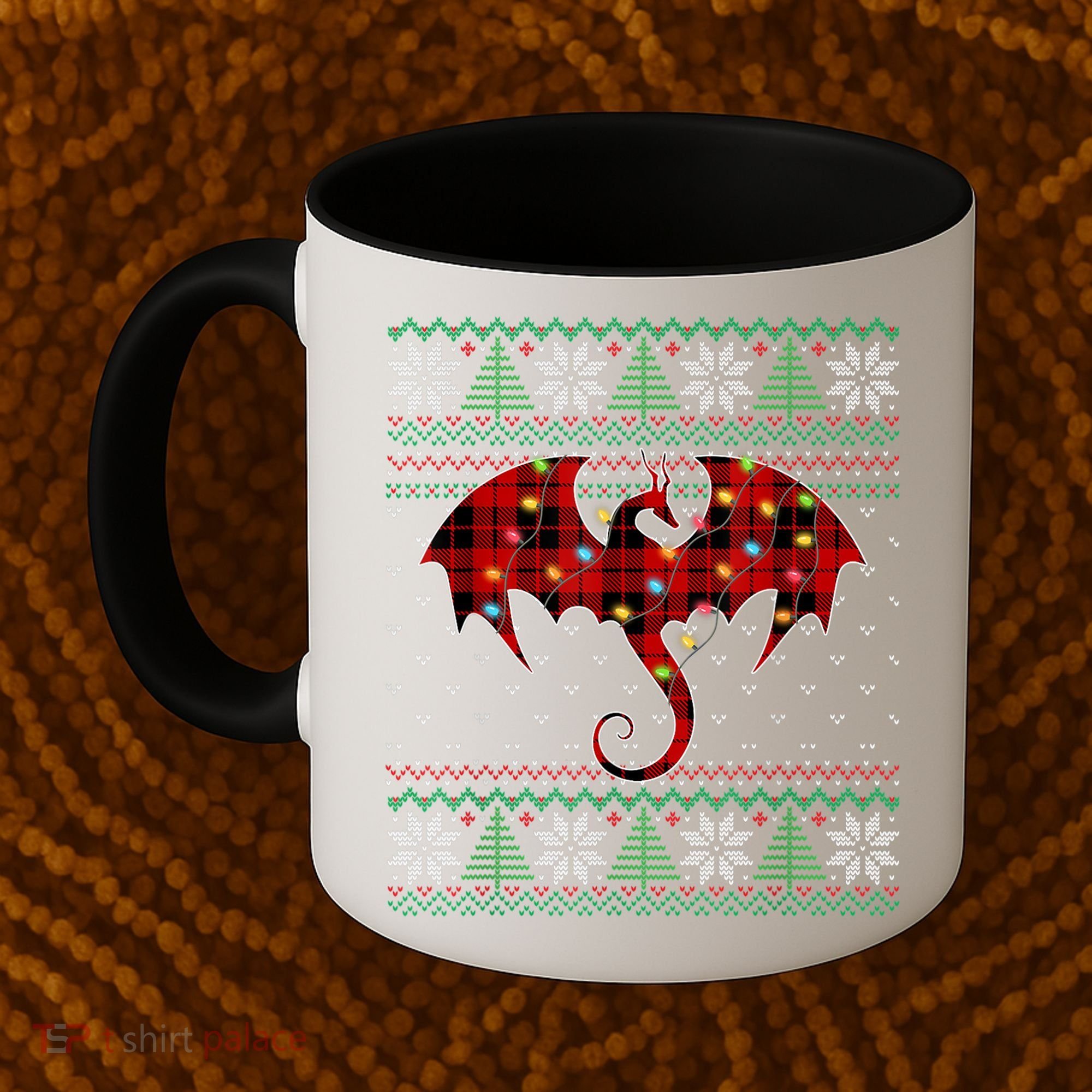Funny Dragon Ugly Sweater Christmas Lights Dragon Lover TShirt Coffee Mug