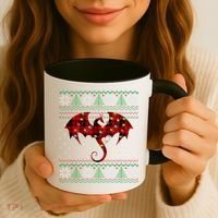 Funny Dragon Ugly Sweater Christmas Lights Dragon Lover TShirt Coffee Mug thumb 3