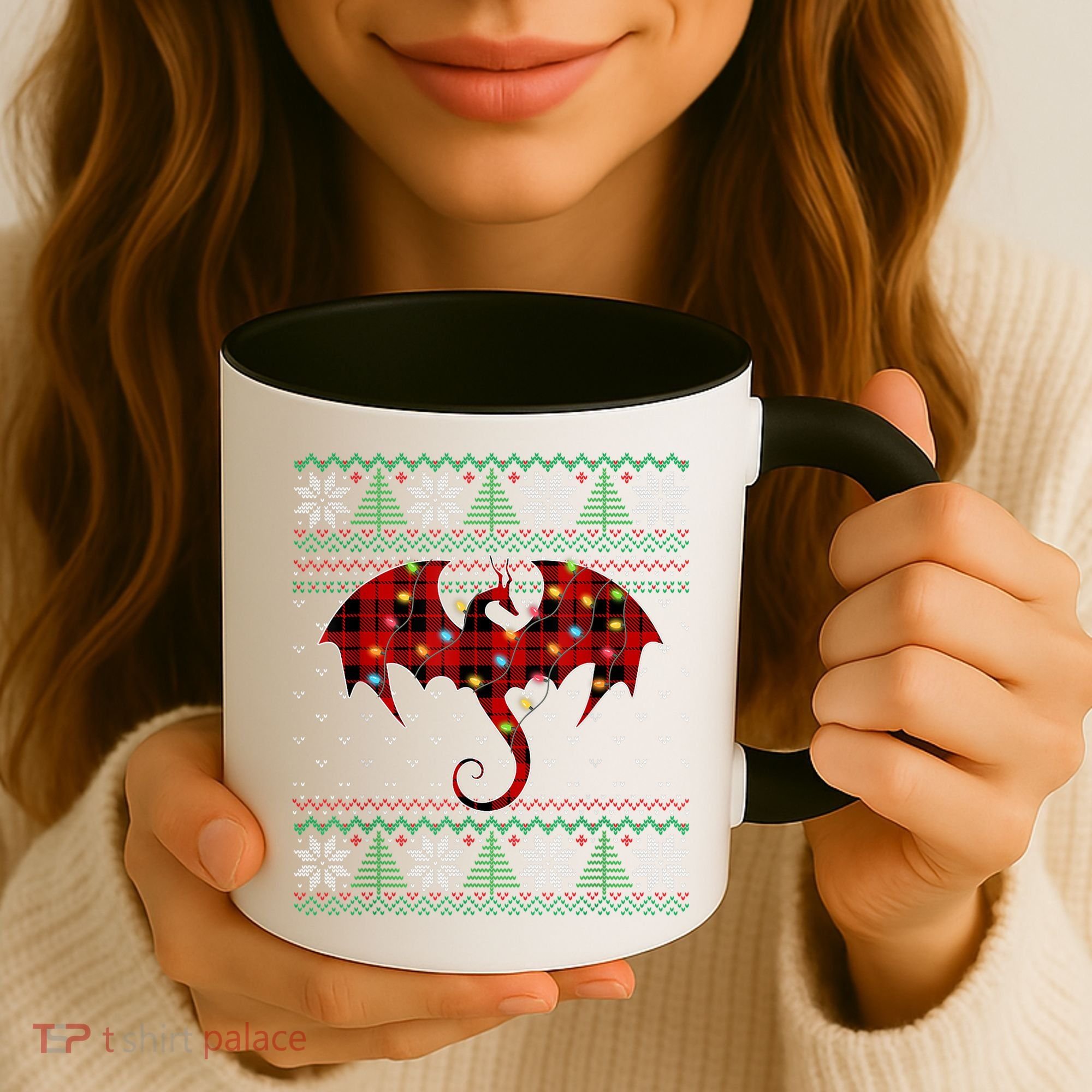 Funny Dragon Ugly Sweater Christmas Lights Dragon Lover TShirt Coffee Mug