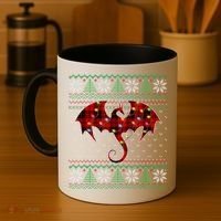 Funny Dragon Ugly Sweater Christmas Lights Dragon Lover TShirt Coffee Mug thumb 4