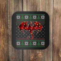 Funny Dragon Ugly Sweater Christmas Lights Dragon Lover TShirt Coaster thumb 0
