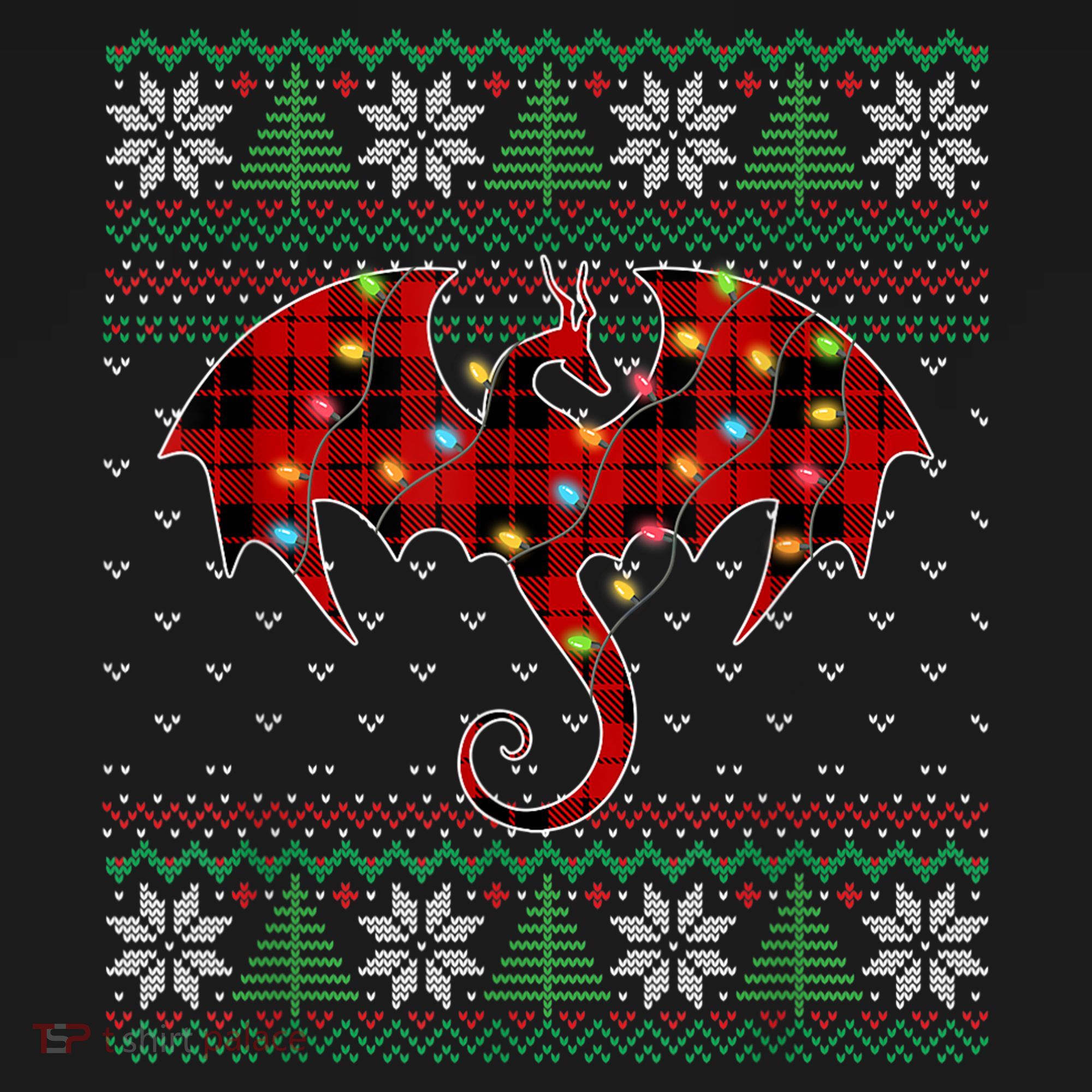 Funny Dragon Ugly Sweater Christmas Lights Dragon Lover TShirt Women's Hoodie