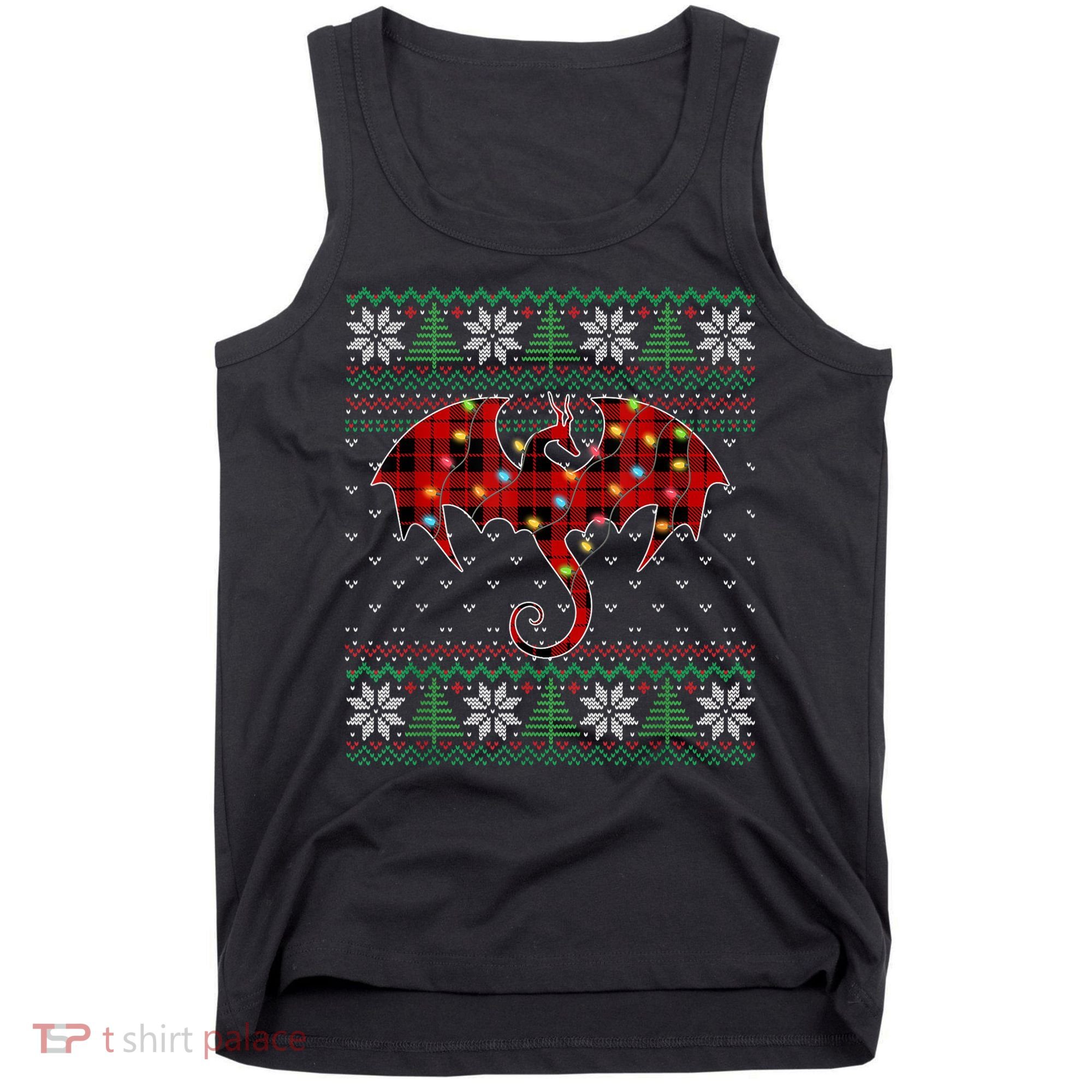 Funny Dragon Ugly Sweater Christmas Lights Dragon Lover TShirt Tank Top