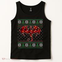 Funny Dragon Ugly Sweater Christmas Lights Dragon Lover TShirt Tank Top thumb 2