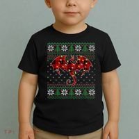 Funny Dragon Ugly Sweater Christmas Lights Dragon Lover TShirt Toddler T-Shirt thumb 2