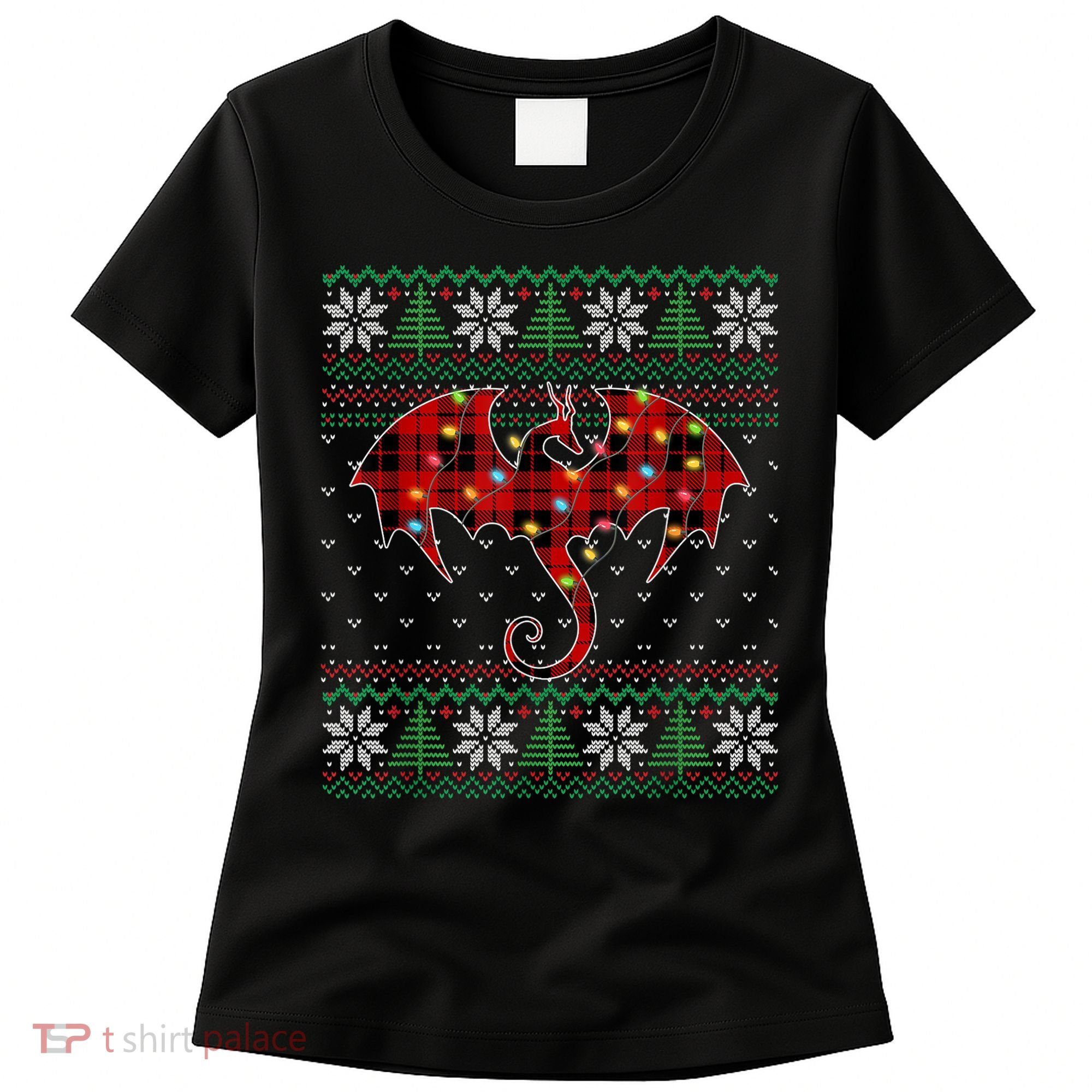 Funny Dragon Ugly Sweater Christmas Lights Dragon Lover TShirt Women's T-Shirt