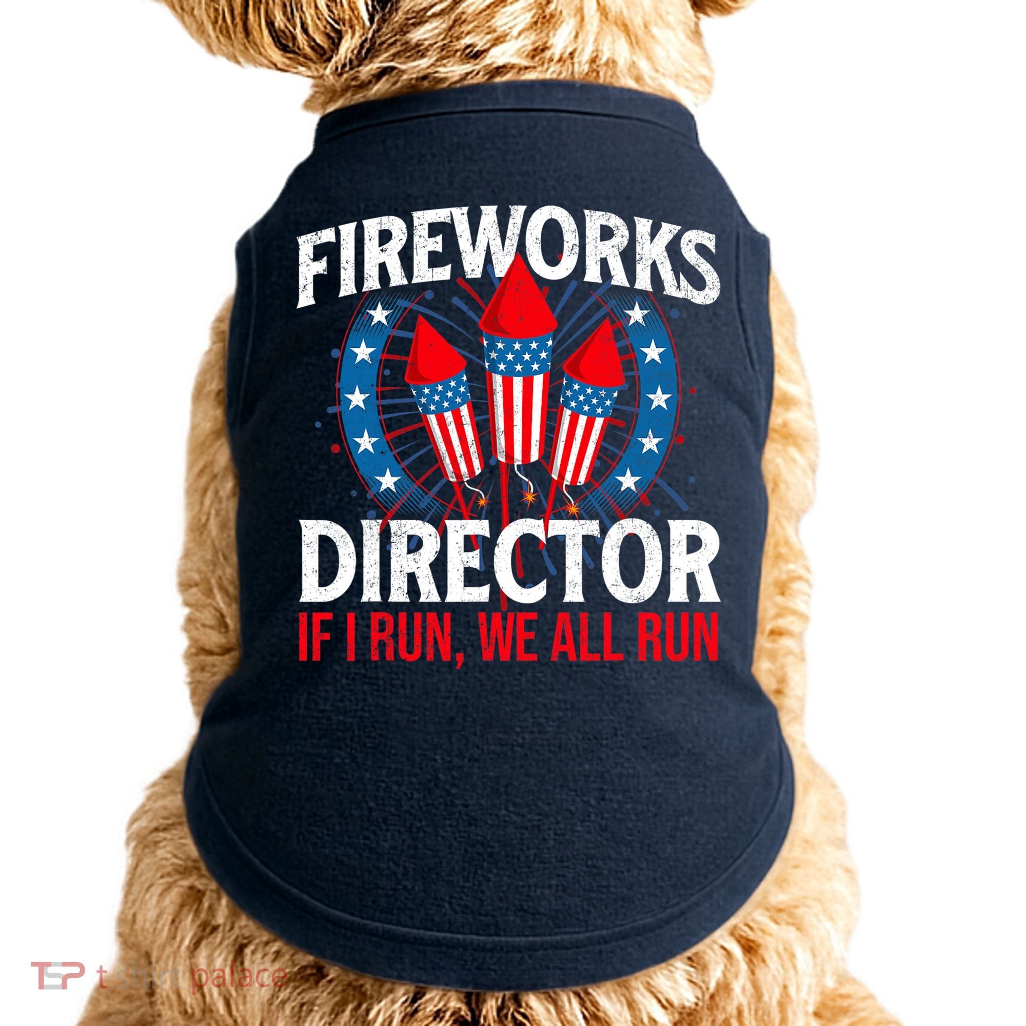 Fireworks Director USA American Flag 4th Of July Fourth Doggie Tank