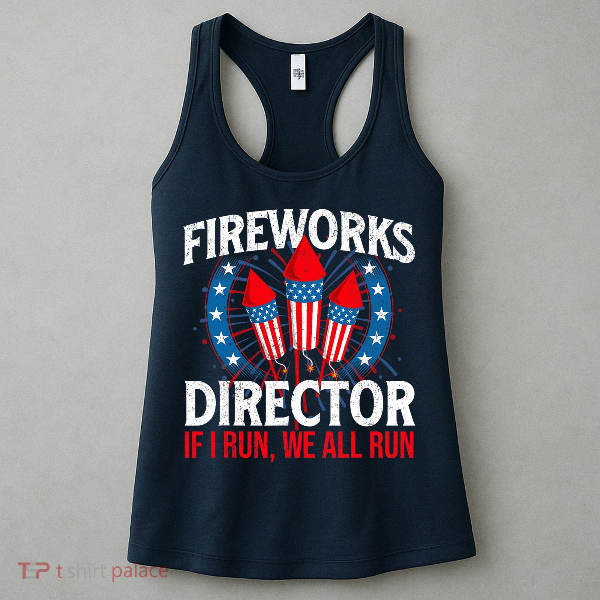 Fireworks Director USA American Flag 4th Of July Fourth Women's Tank Top