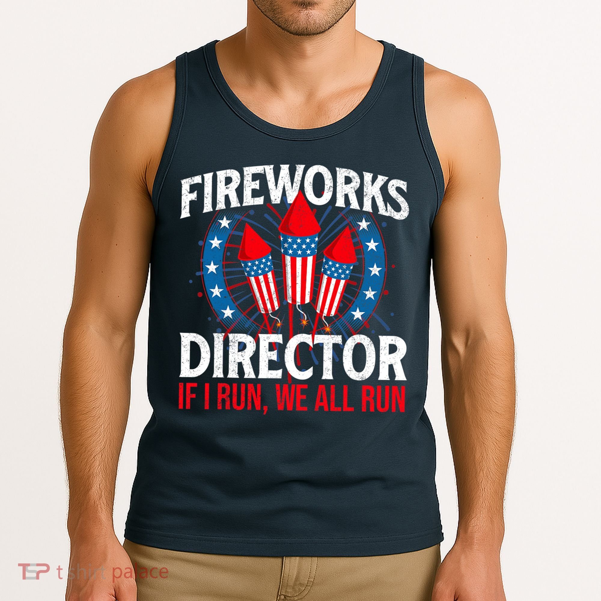 Fireworks Director USA American Flag 4th Of July Fourth Tank Top