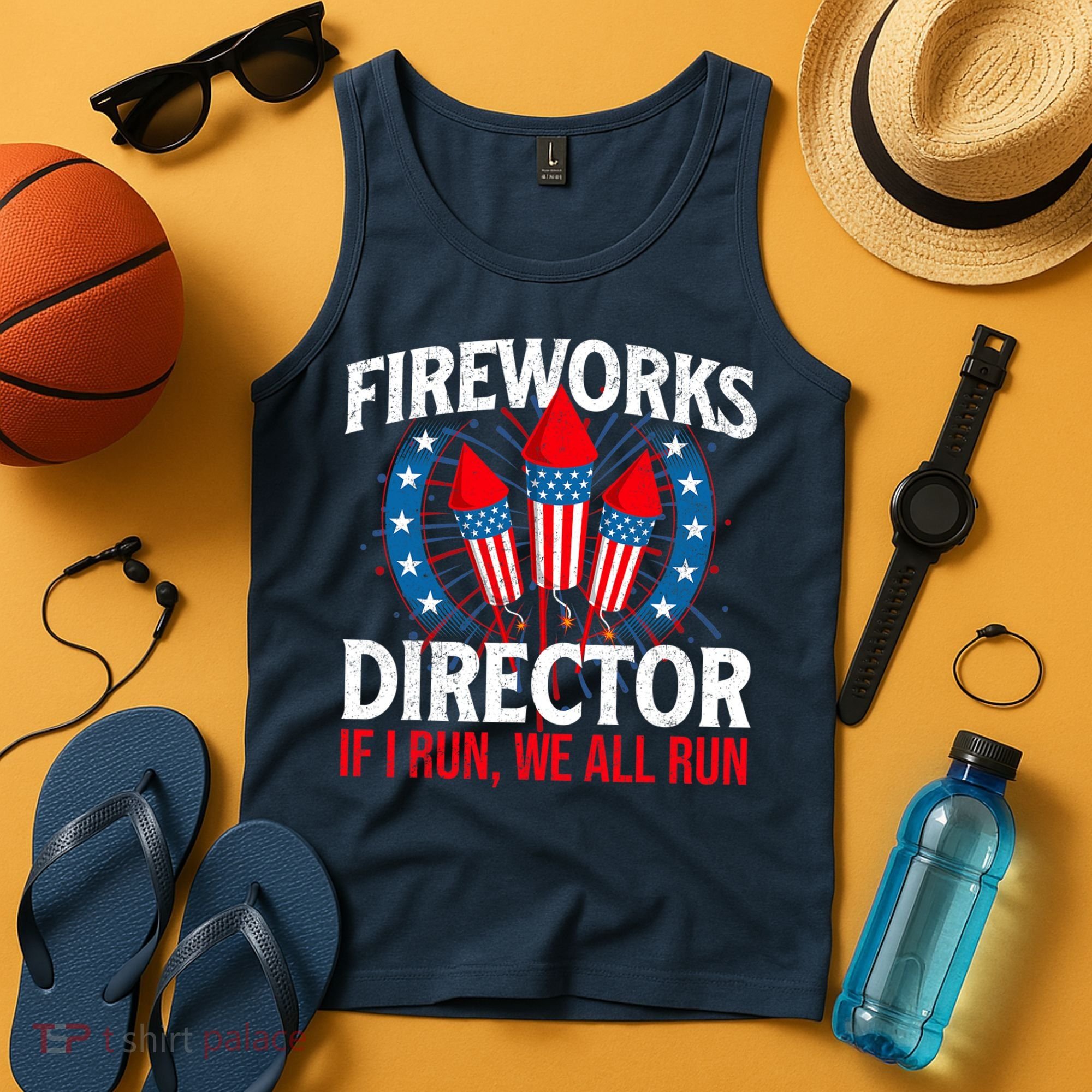 Fireworks Director USA American Flag 4th Of July Fourth Tank Top