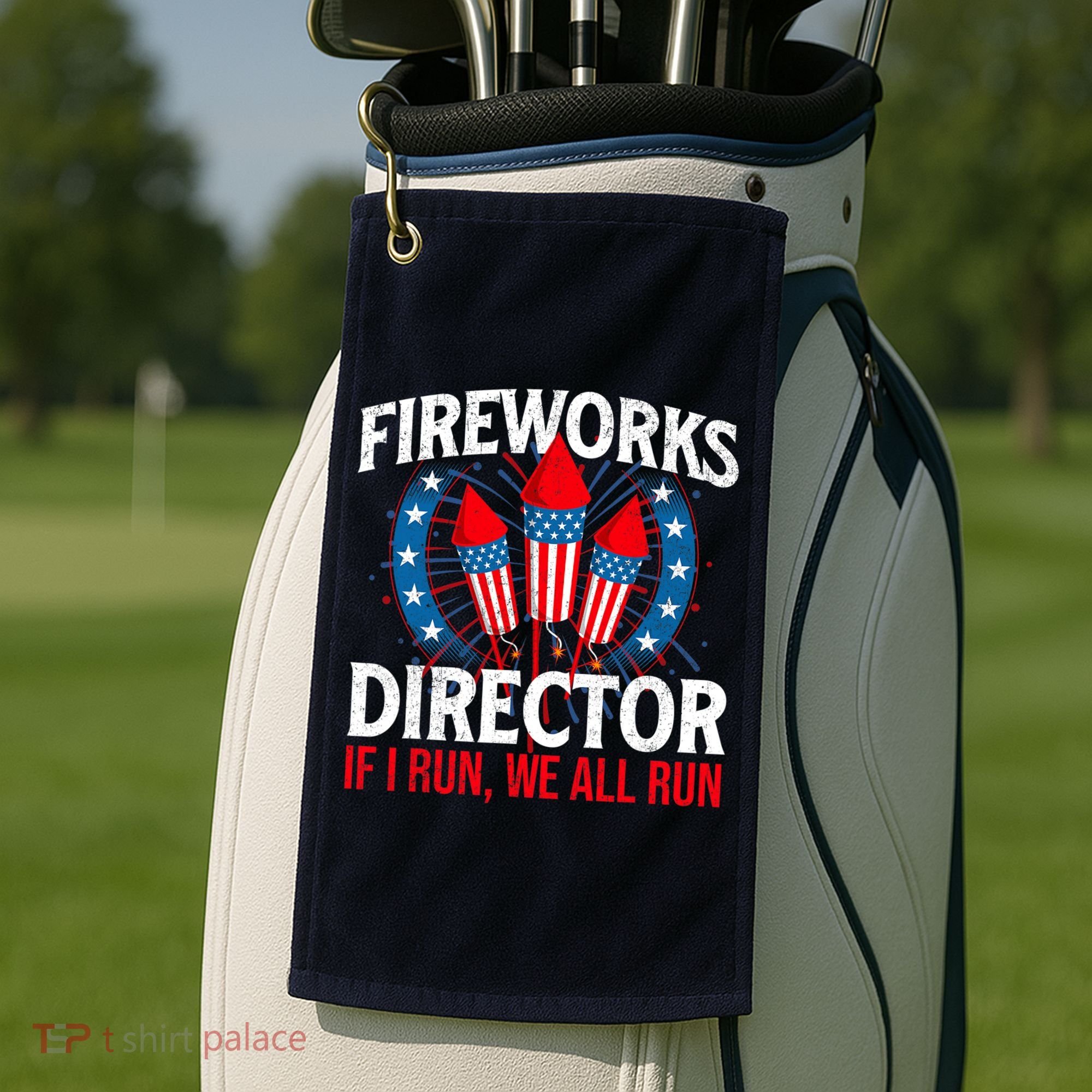 Fireworks Director USA American Flag 4th Of July Fourth Golf Towel