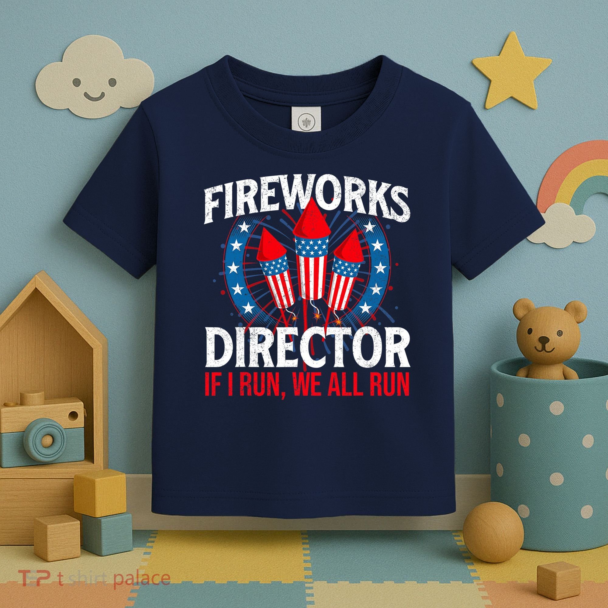 Fireworks Director USA American Flag 4th Of July Fourth Toddler T-Shirt