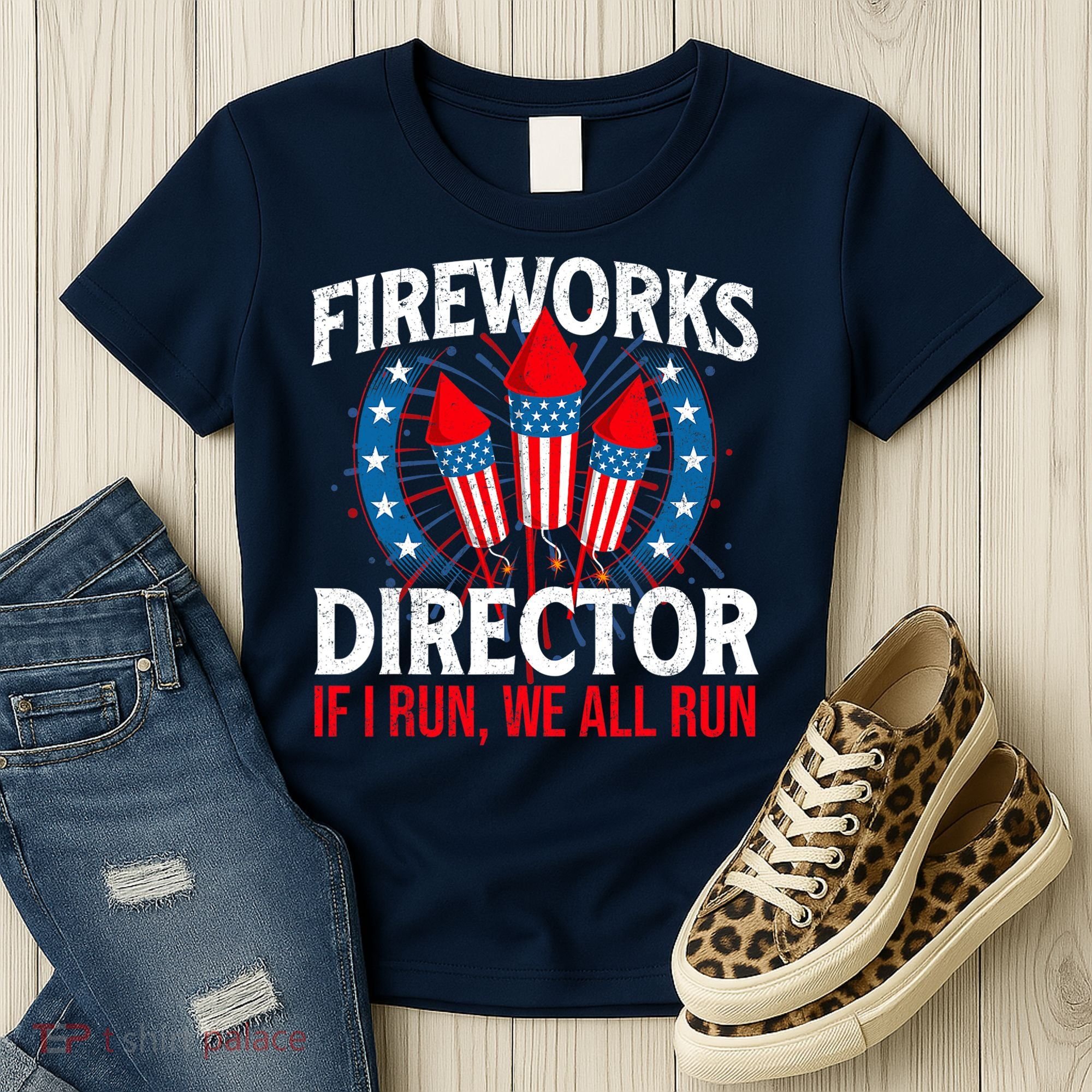 Fireworks Director USA American Flag 4th Of July Fourth Women's T-Shirt