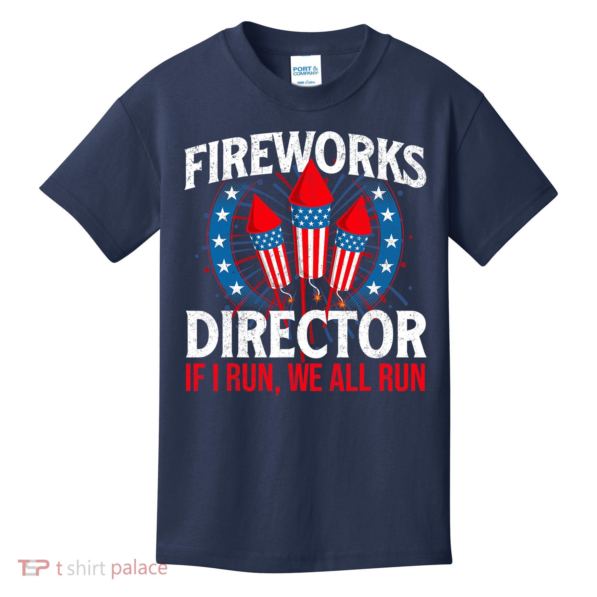 Fireworks Director USA American Flag 4th Of July Fourth Kids T-Shirt