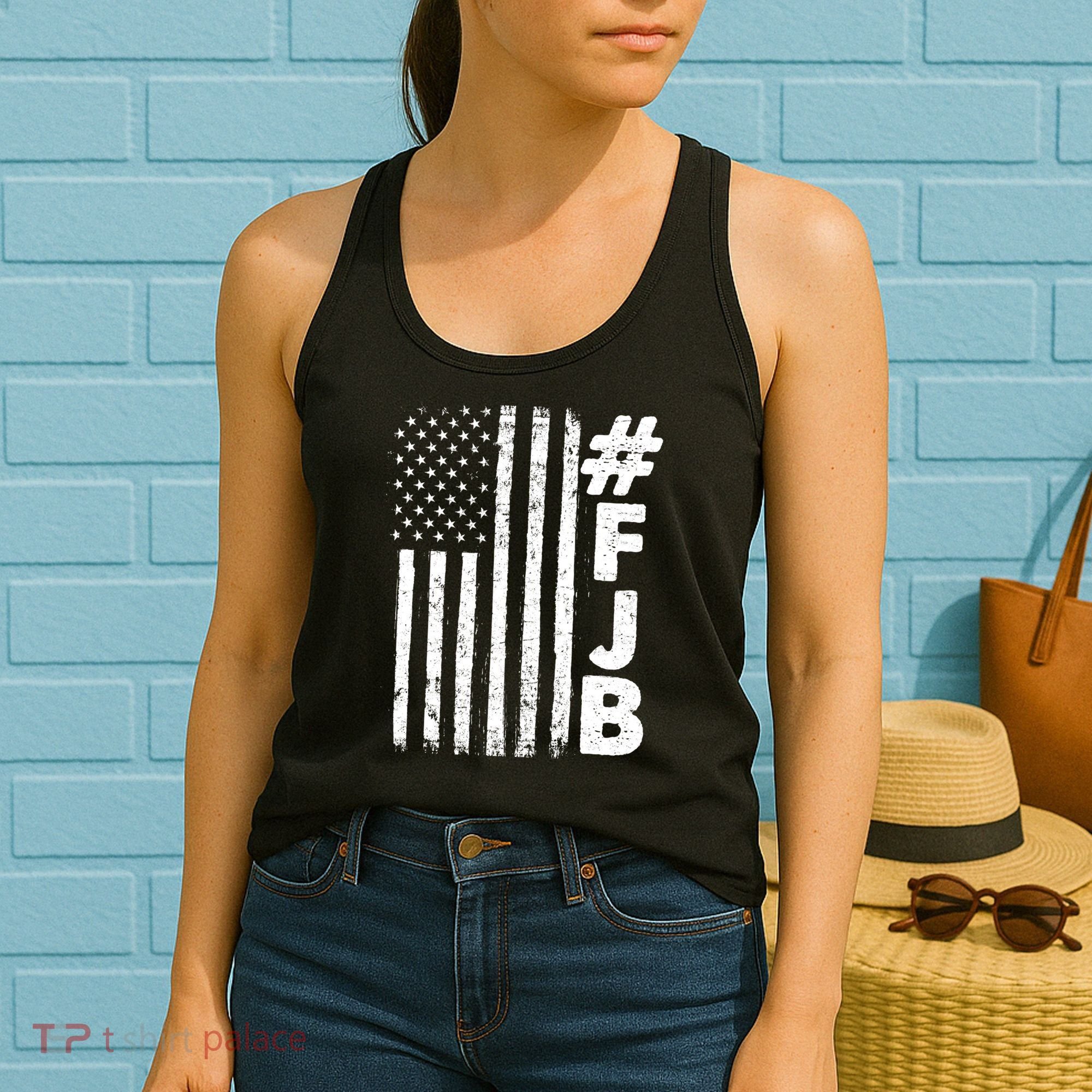 #FJB Distressed USA American Flag Women's Tank Top