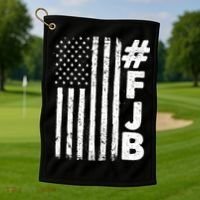 #FJB Distressed USA American Flag Golf Towel thumb 1