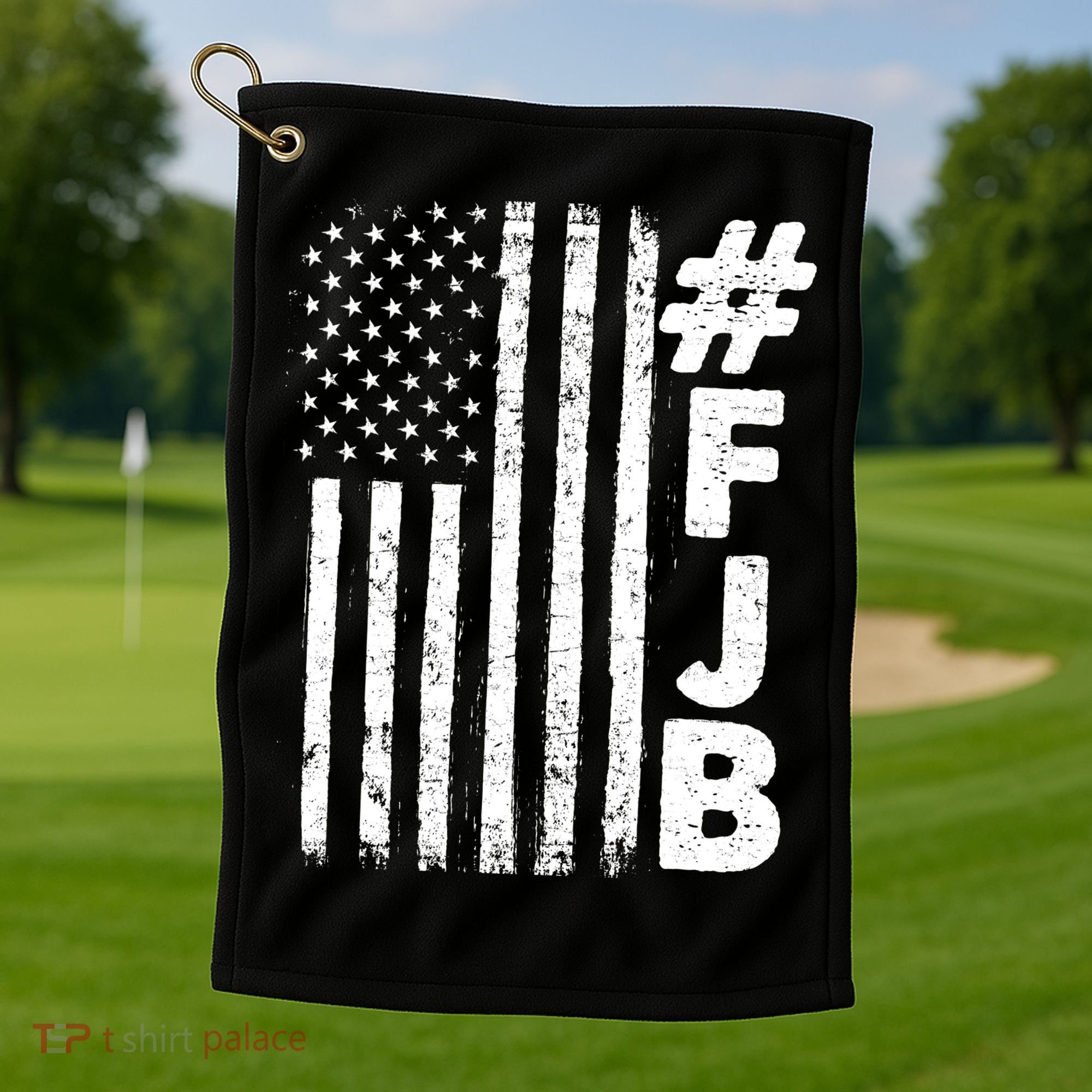 #FJB Distressed USA American Flag Golf Towel