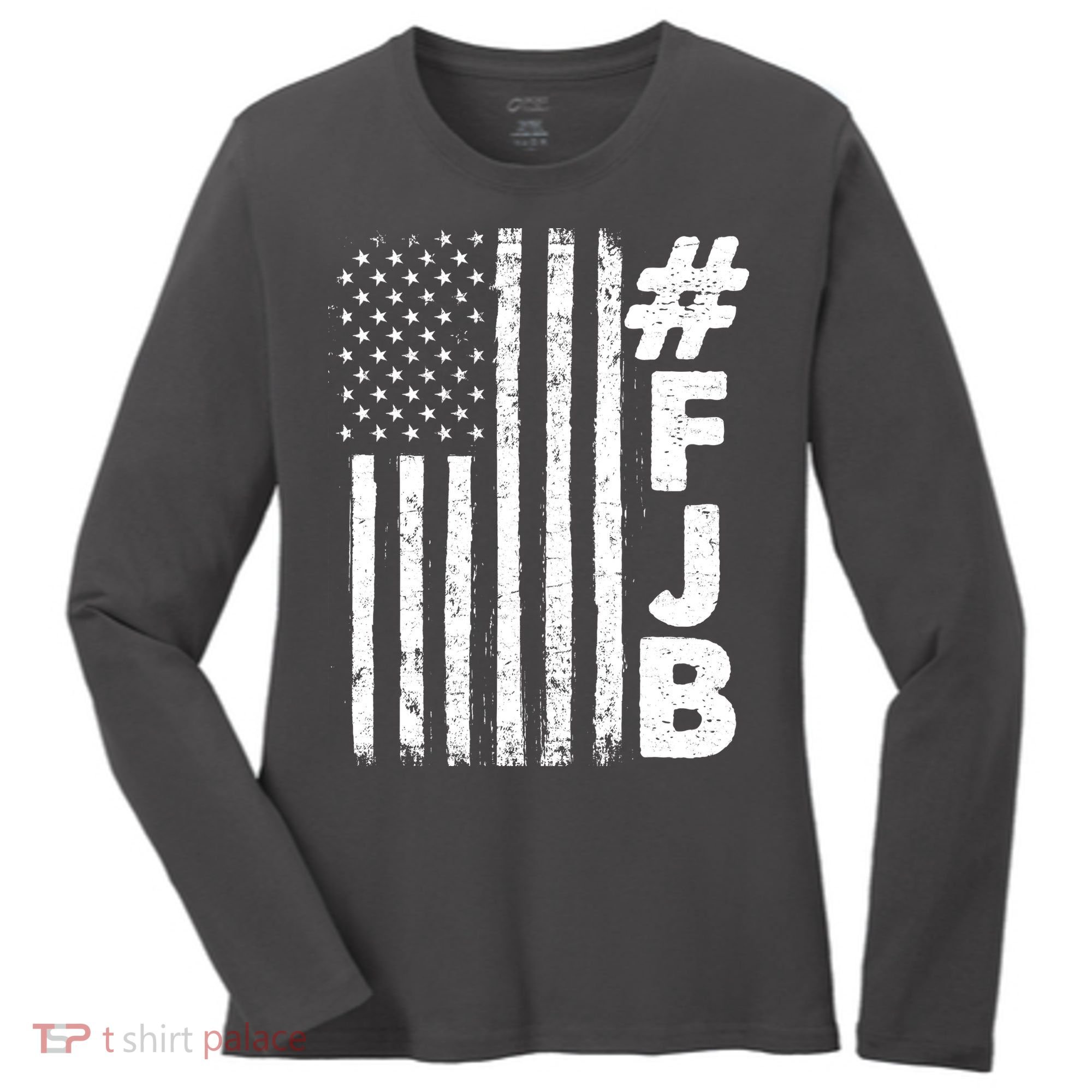 #FJB Distressed USA American Flag Women's Long Sleeve Shirt