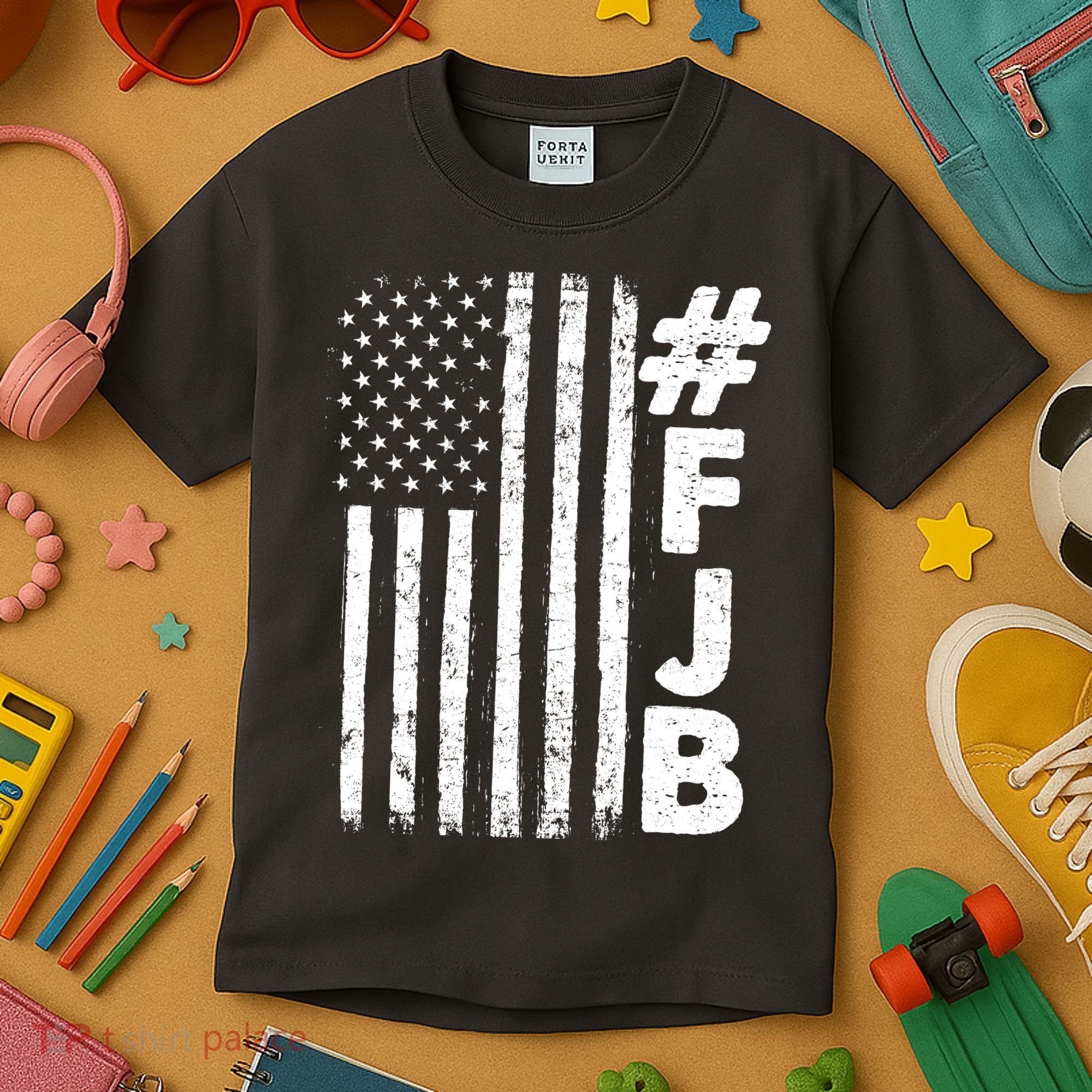 #FJB Distressed USA American Flag Kids T-Shirt