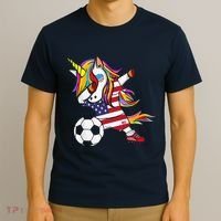 Funny Dabbing Unicorn Usa Soccer Usa Flag Soccer T-Shirt thumb 3