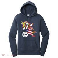 Funny Dabbing Unicorn Usa Soccer Usa Flag Soccer Women's Hoodie thumb 0