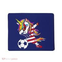 Funny Dabbing Unicorn Usa Soccer Usa Flag Soccer Mousepad thumb 0