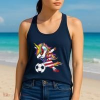 Funny Dabbing Unicorn Usa Soccer Usa Flag Soccer Women's Tank Top thumb 2