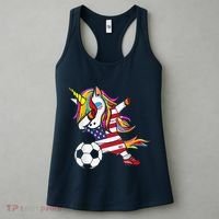 Funny Dabbing Unicorn Usa Soccer Usa Flag Soccer Women's Tank Top thumb 3