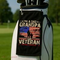 Father's Day  Veterans Day I'm A Dad Grandpa and A Veteran  Golf Towel thumb 2